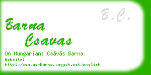 barna csavas business card